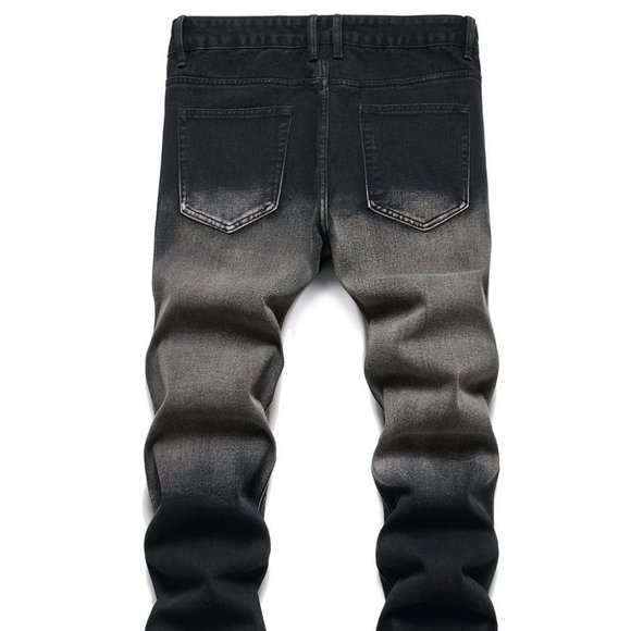 Black Mens Distressed Jeans - Picture 3 of 8